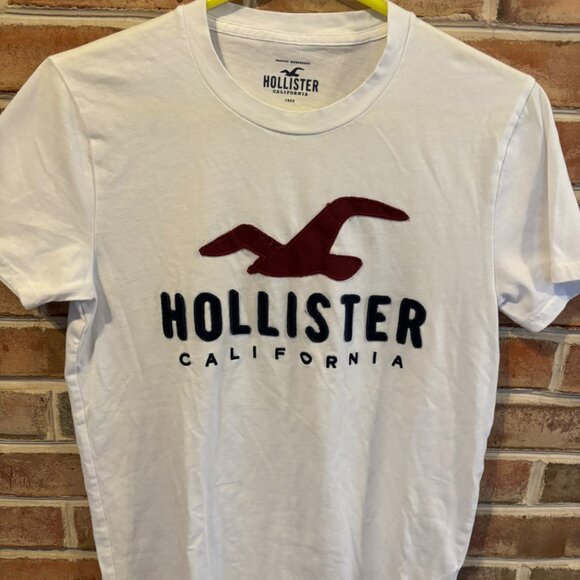 Hollister California Mens White T-Shirt With Embroidered Logo Size S - Picture 1 of 6